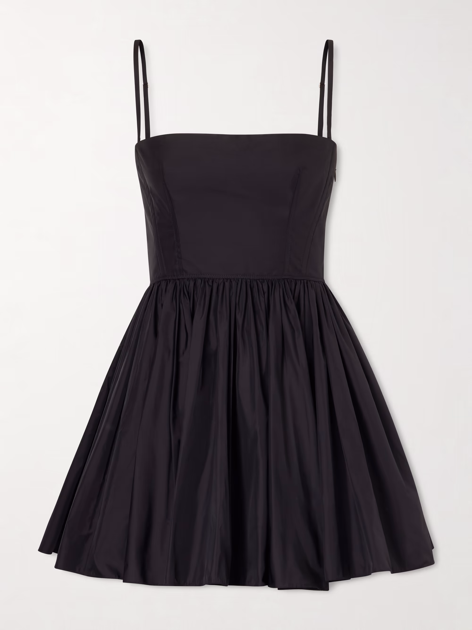 Pleated taffeta bustier mini dress