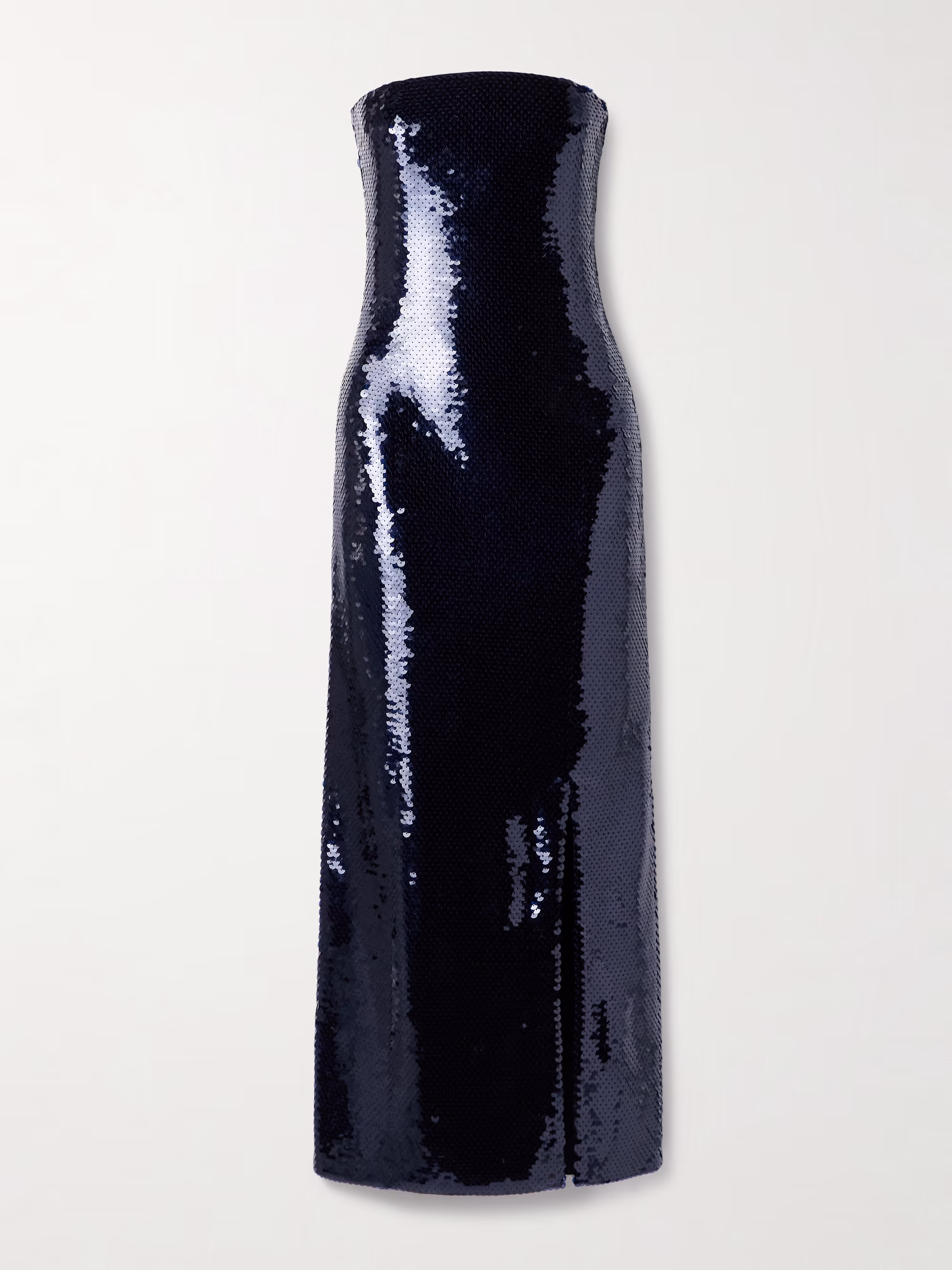Strapless sequin-embellished recycled-tulle maxi dress